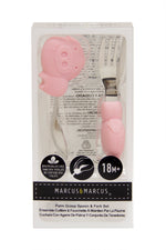 Primeiro Jogo De Colher E Garfo Em Silicone E Inox Porquinha Pokey - Rosa