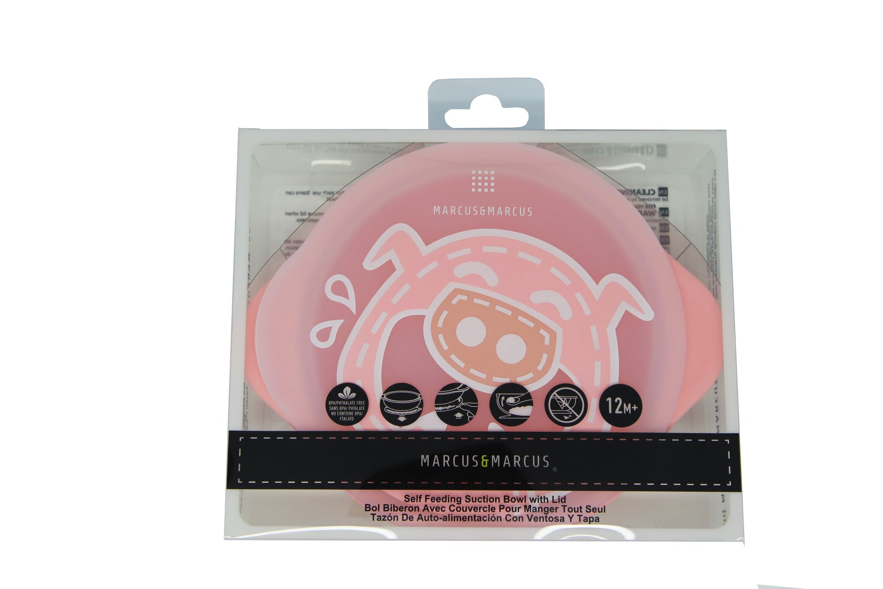 Tigela Com Sucção E Tampa Porquinha Pokey - Rosa