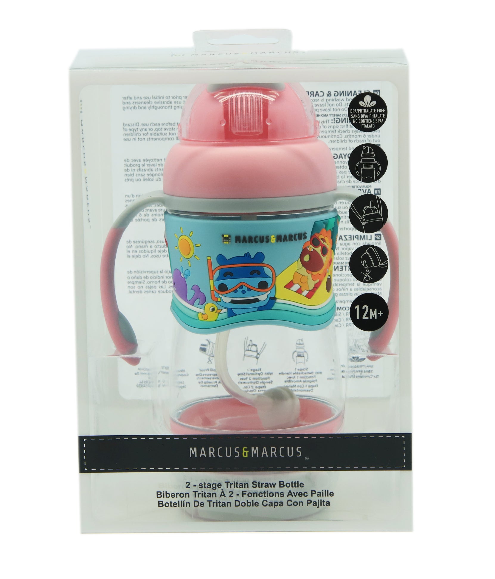 Copo Anti-Vazamento 420Ml 2 Estágios Em Tritan Rosa