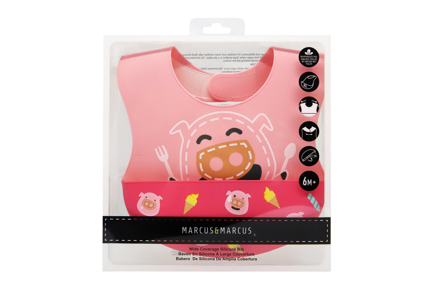 Babador Cobertura Total Xl Porquinha Pokey - Rosa
