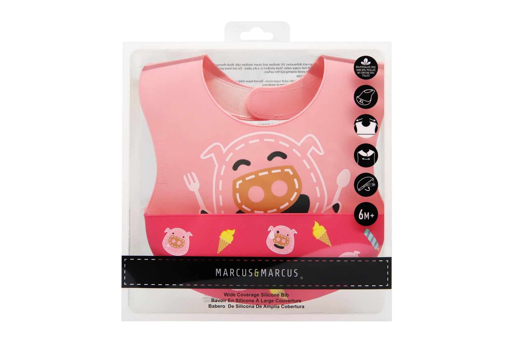 Babador Cobertura Total Xl Porquinha Pokey - Rosa