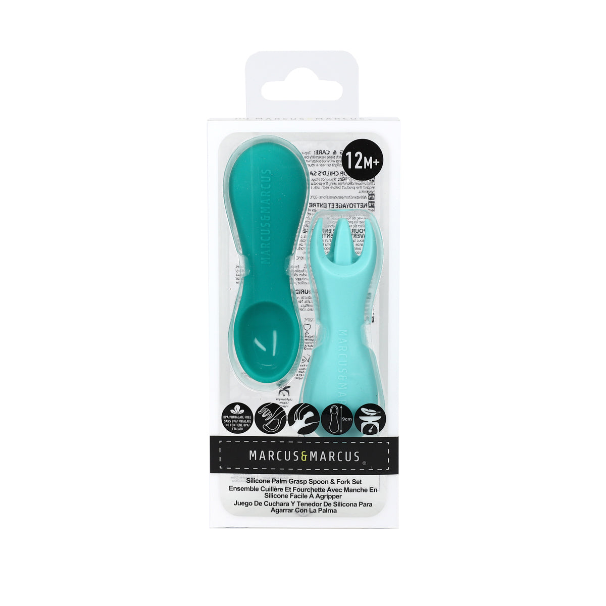 Kit Colher E Garfo Para Treinamento Em Silicone Elefante Ollie - Verde
