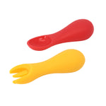 Kit Colher E Garfo Para Treinamento Em Silicone Leão Marcus - Vermelho