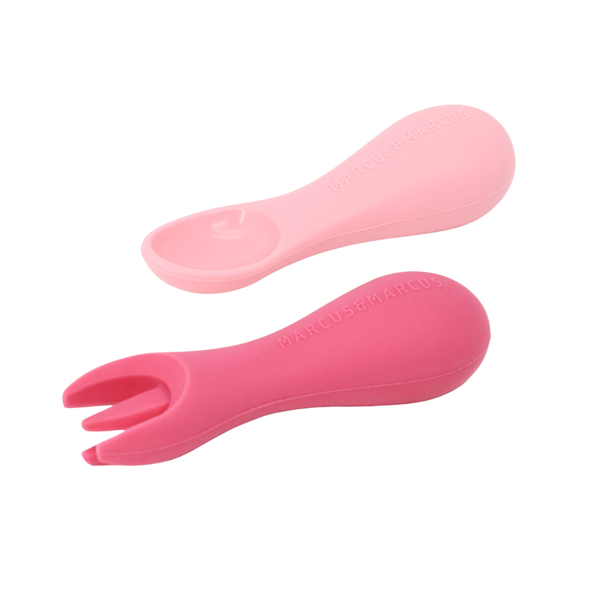 Kit Colher E Garfo Para Treinamento Em Silicone Porquinha Pokey - Rosa