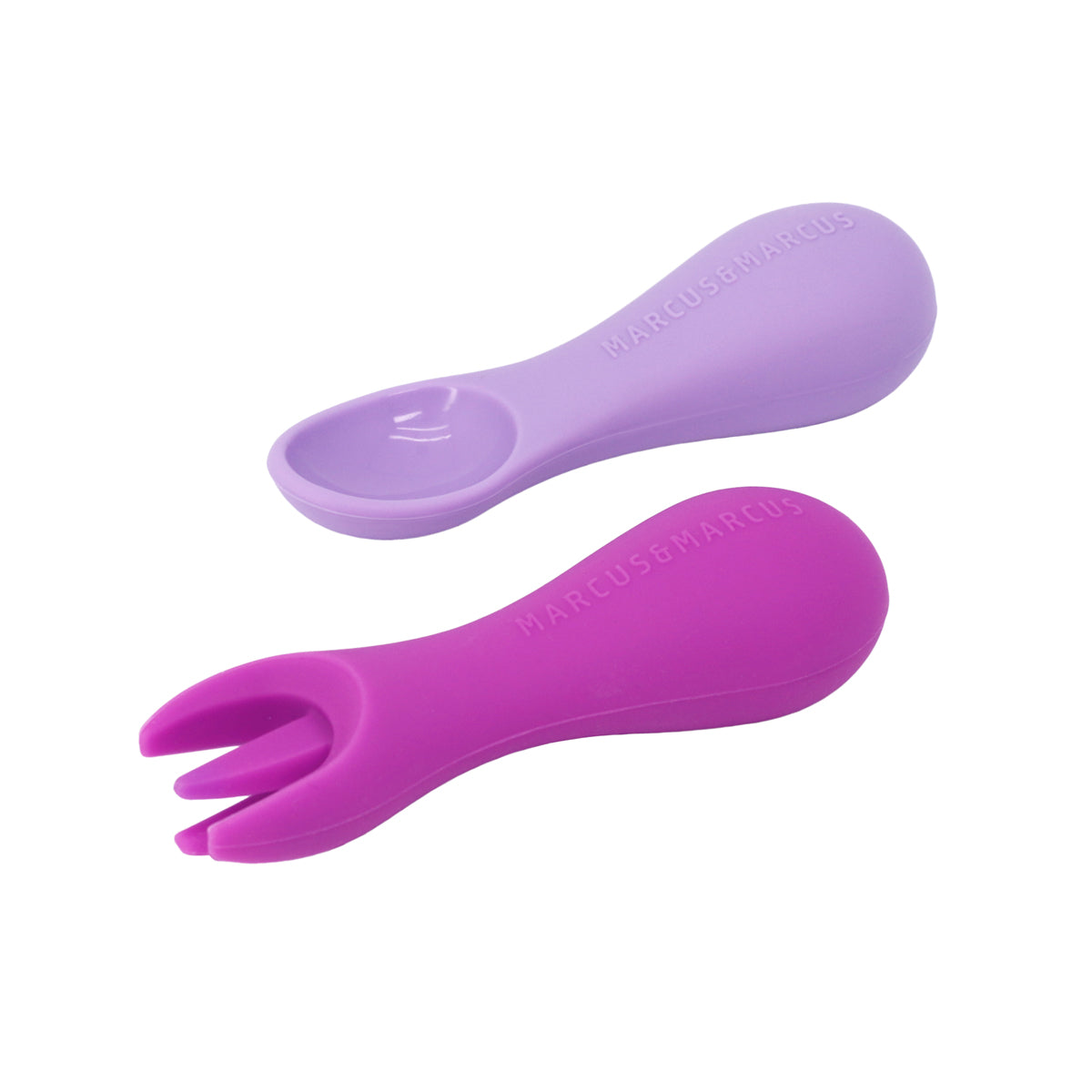 Kit Colher E Garfo Para Treinamento Em Silicone Baleia Willo - Lilás