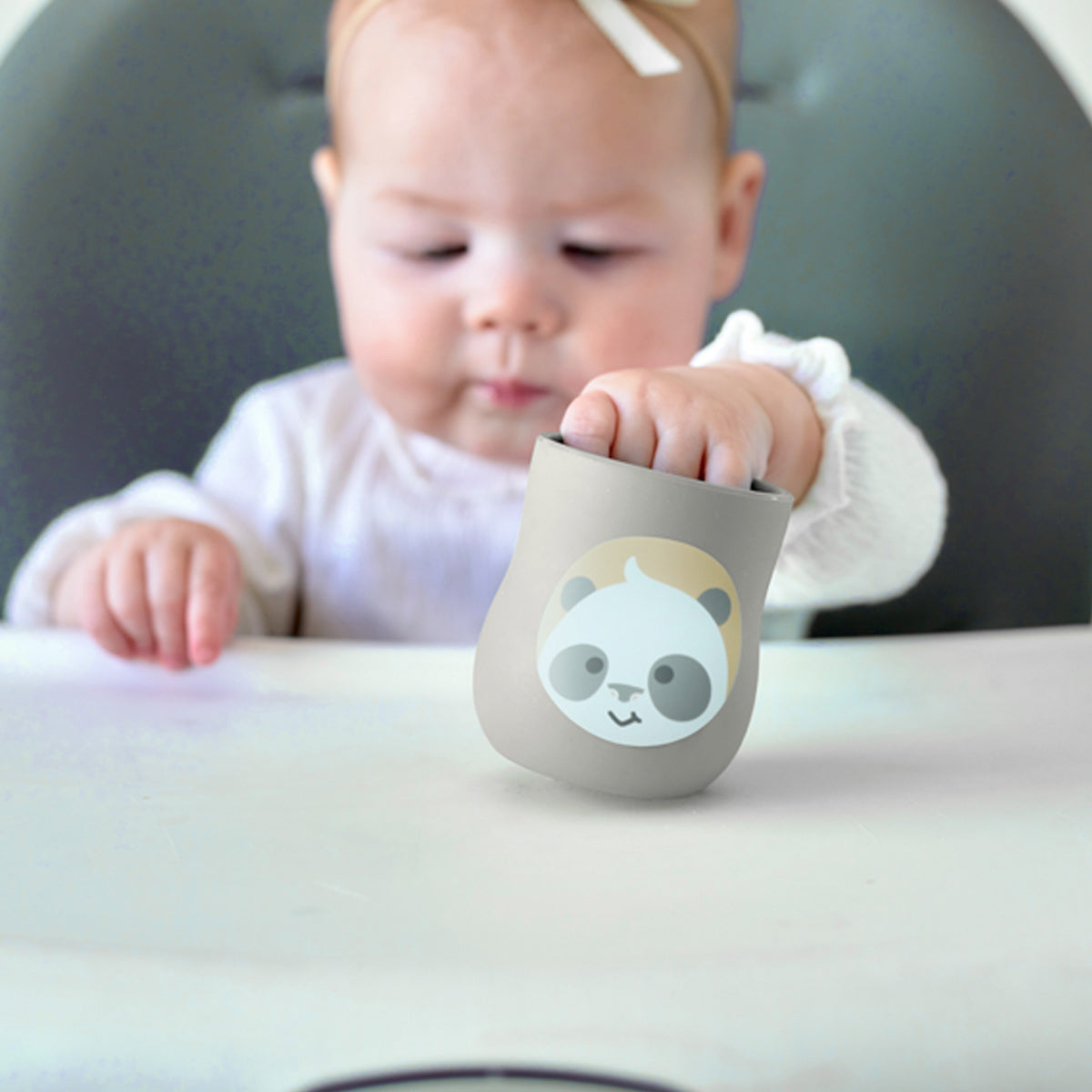 Copo Anatômico Em Silicone 120Ml Panda Pebble - Cinza