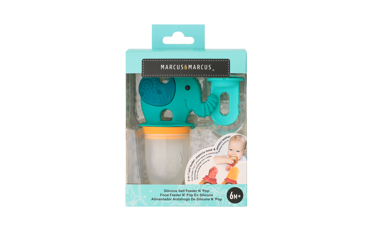 Alimentador em Silicone 3 em 1 (Mordedor, Alimentador e Forminha para Sorvete) Elefante Ollie - Verde
