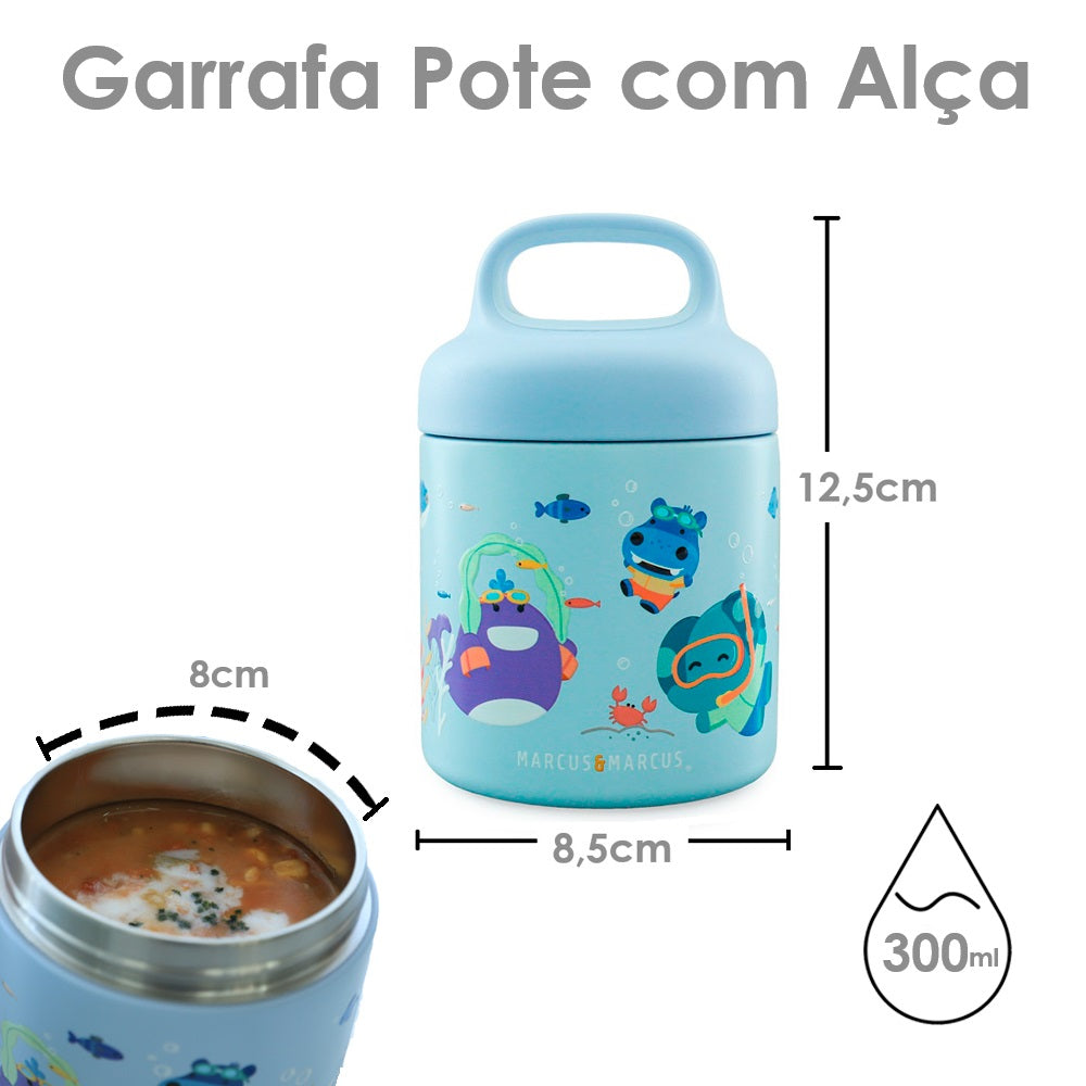 Pote Térmico com Alça 300 ml Sealife - Azul