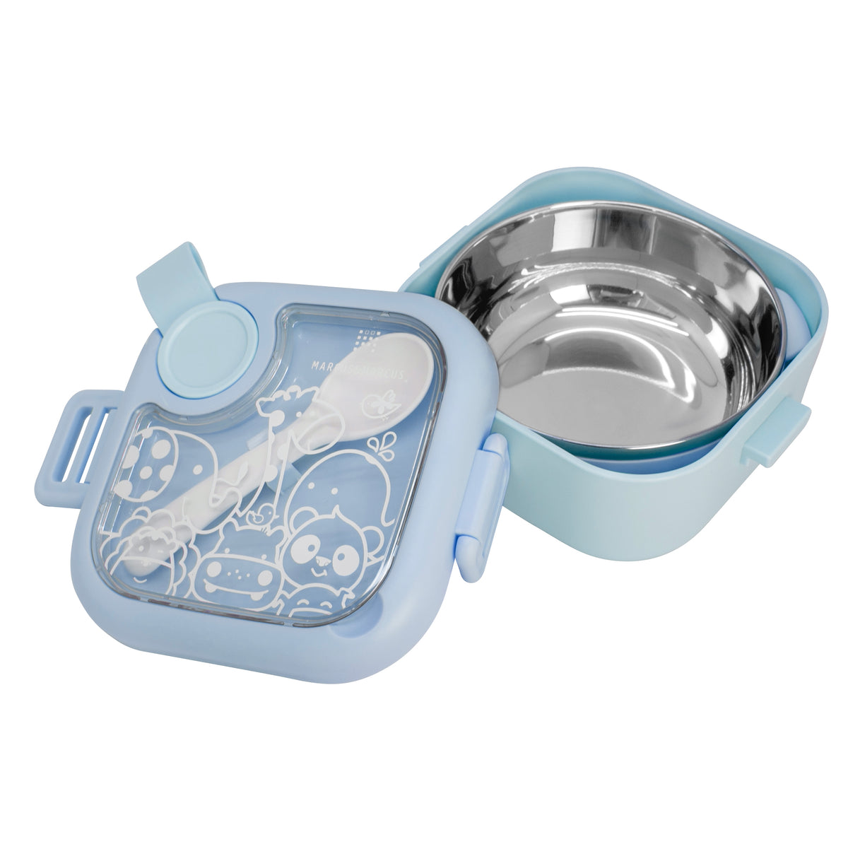 Kit Viagem 2 Tigelas. Colher E Tesoura Alimentar Azul