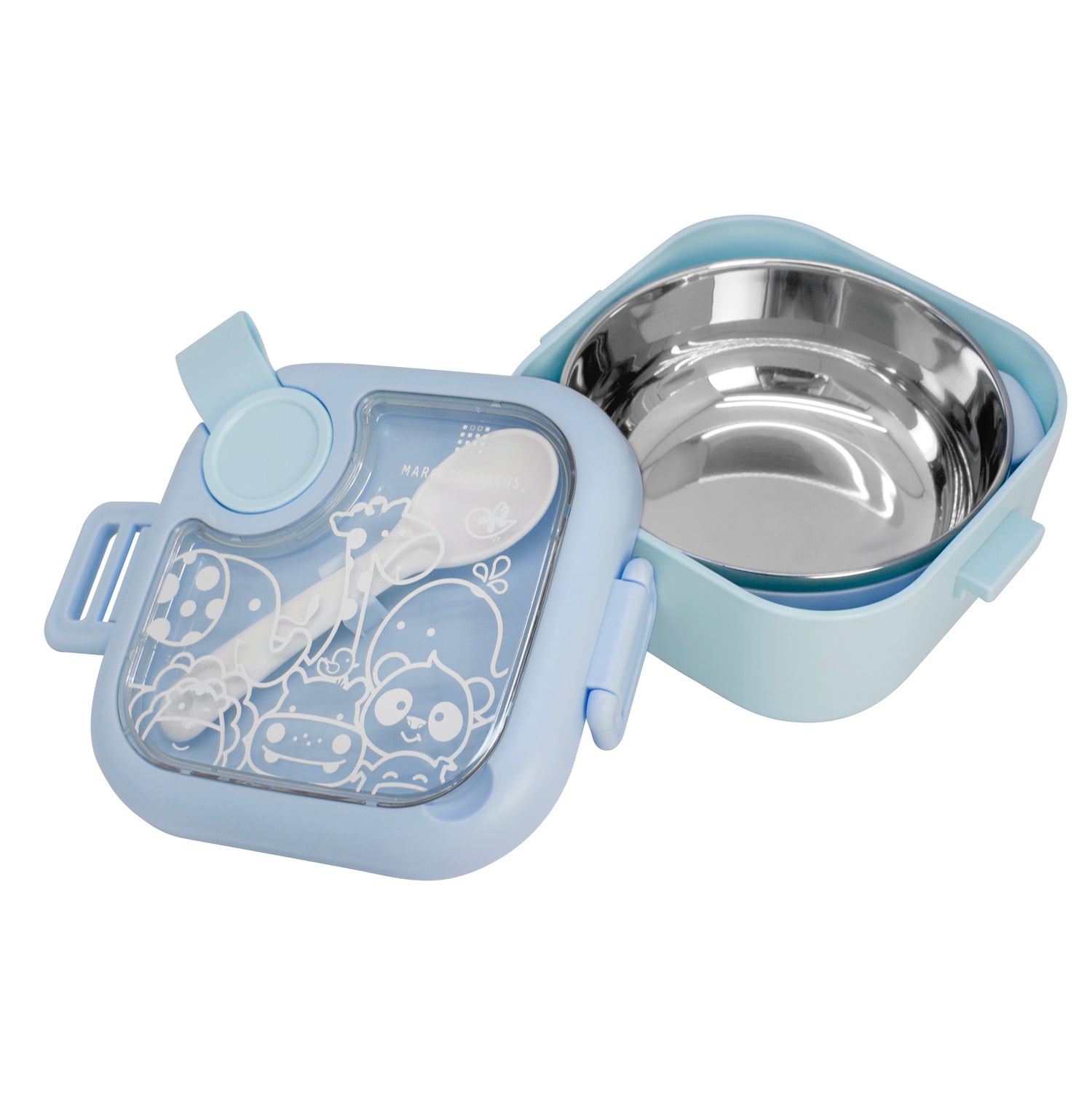 Kit Viagem 2 Tigelas. Colher E Tesoura Alimentar Azul