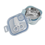 Kit Viagem 2 Tigelas. Colher E Tesoura Alimentar Azul