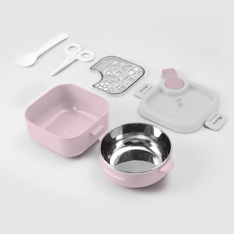 Kit Viagem 2 Tigelas. Colher E Tesoura Alimentar Rosa