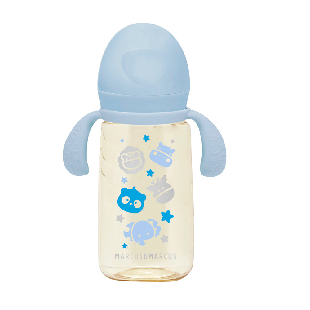 Copo De Transição 2 Fases Com Bico E Canudo Em Silicone E Ppsu 300 Ml Azul