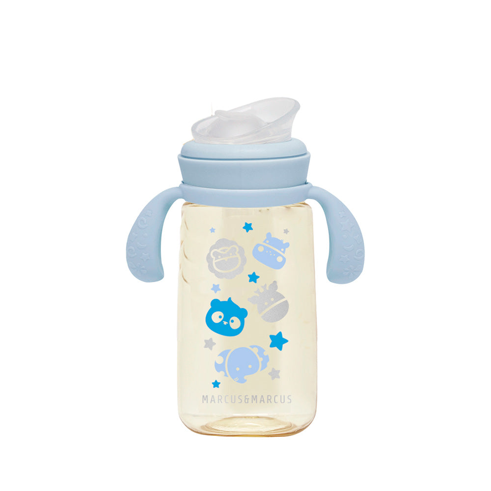 Copo De Transição 2 Fases Com Bico E Canudo Em Silicone E Ppsu 300 Ml Azul