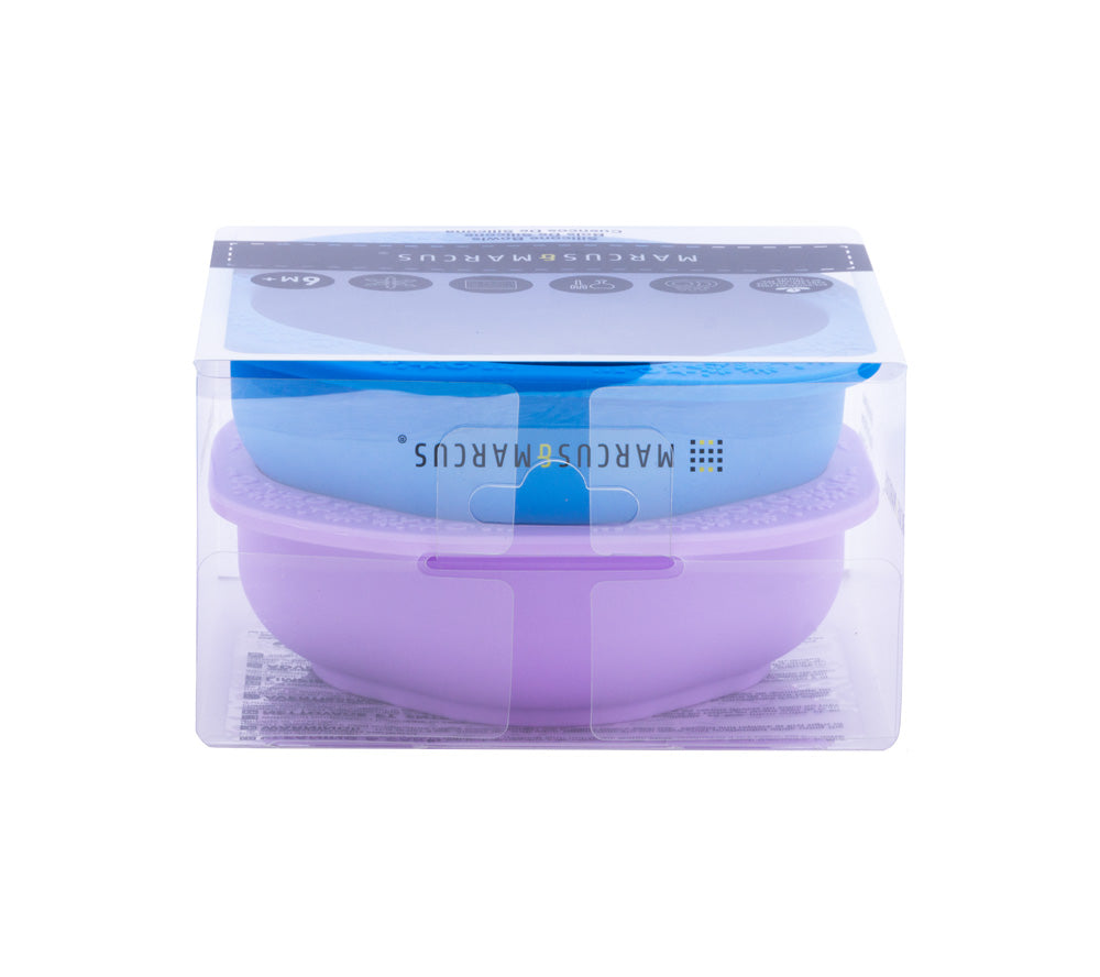 Kit Com 2 Tigela Em Silicone 200Ml Azul E Lilás