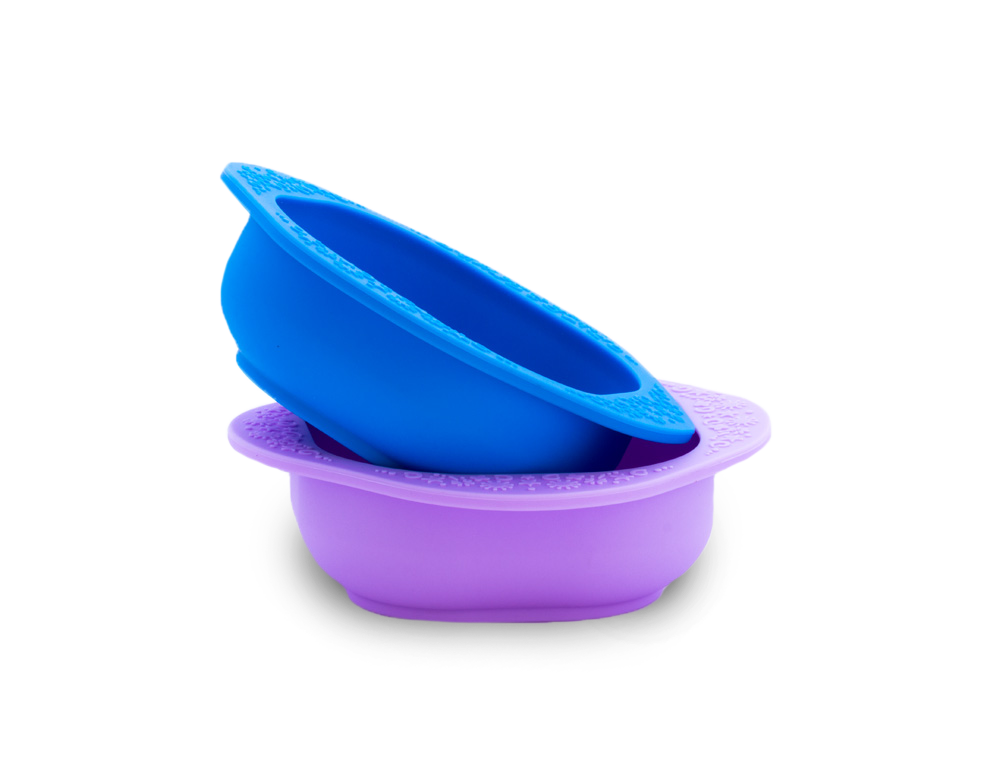 Kit com 2 Tigelas em Silicone 200 ml - Azul e Lilás