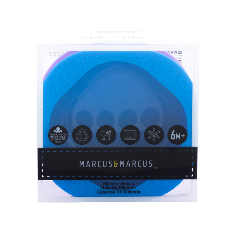 Kit Com 2 Tigela Em Silicone 200Ml Azul E Lilás