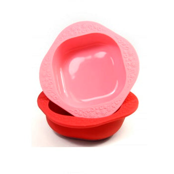 Kit Com 2 Tigela Em Silicone 200Ml Vermelho E Rosa