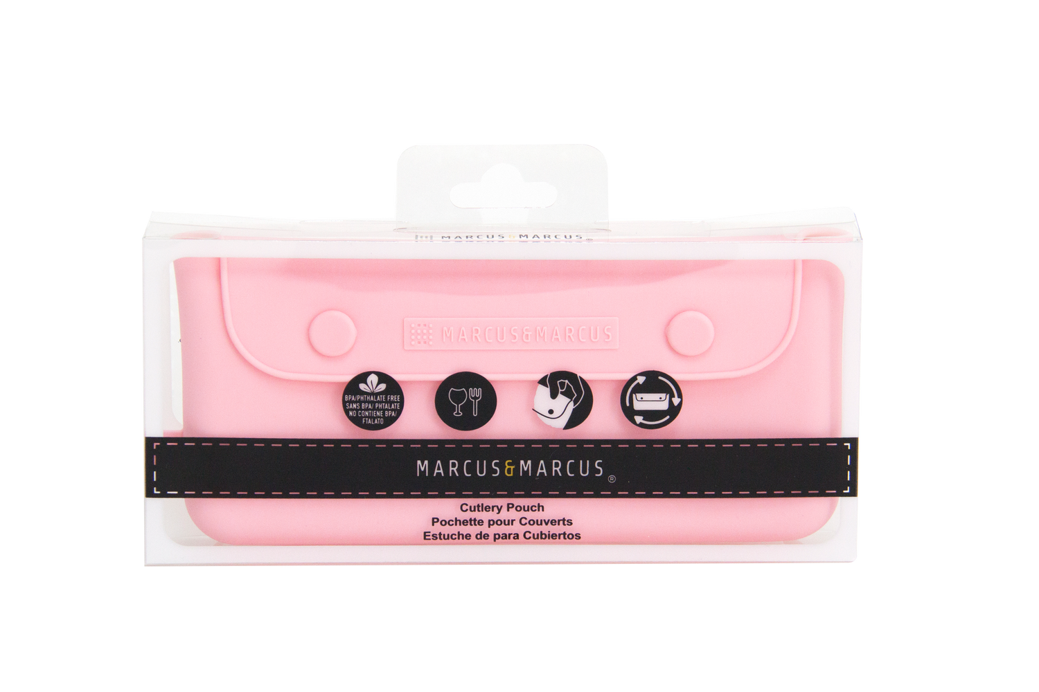 Bolsa Em Silicone Portátil Para Talheres - Rosa