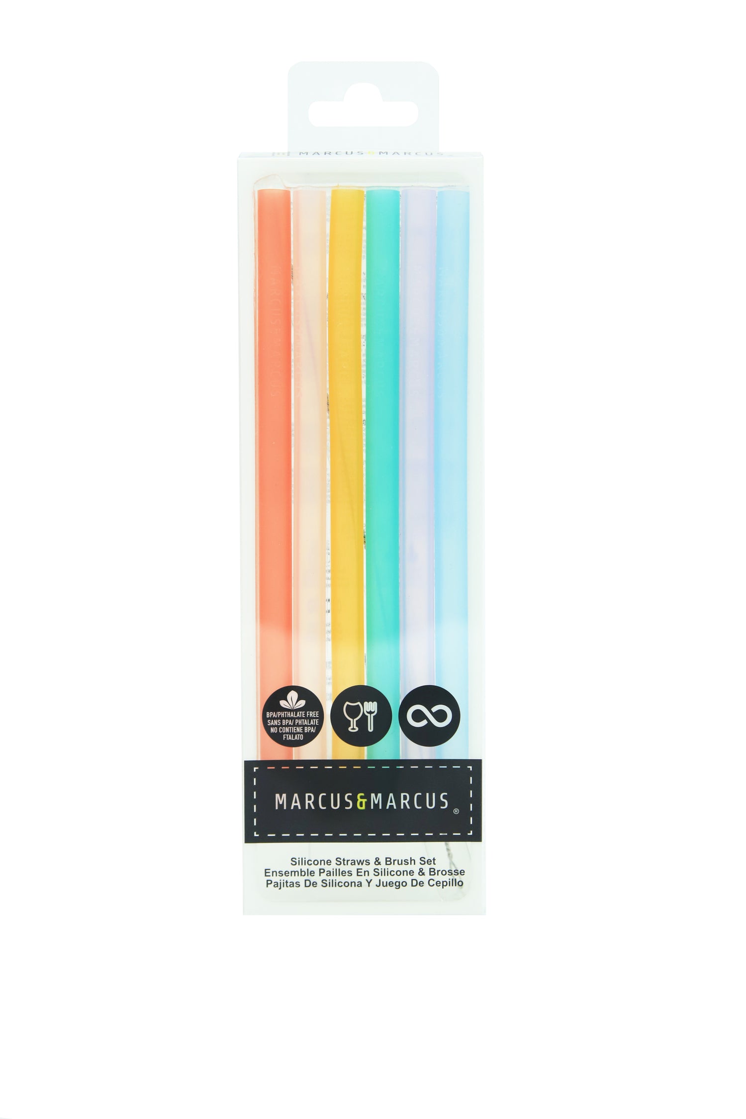 Kit Com 6 Canudos Em Silicone E Escova De Limpeza - 17Cm Multicolorido