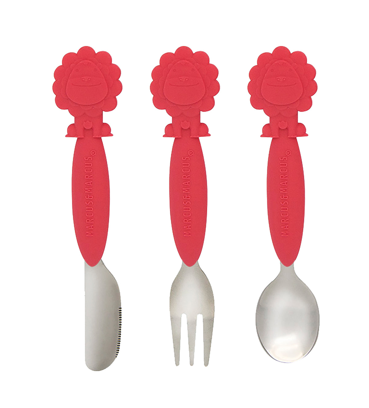Kit Com Faca. Garfo E Colher Com Inox 3 Pcs Leão Marcus Leão Marcus - Vermelho