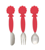 Kit Com Faca. Garfo E Colher Com Inox 3 Pcs Leão Marcus Leão Marcus - Vermelho