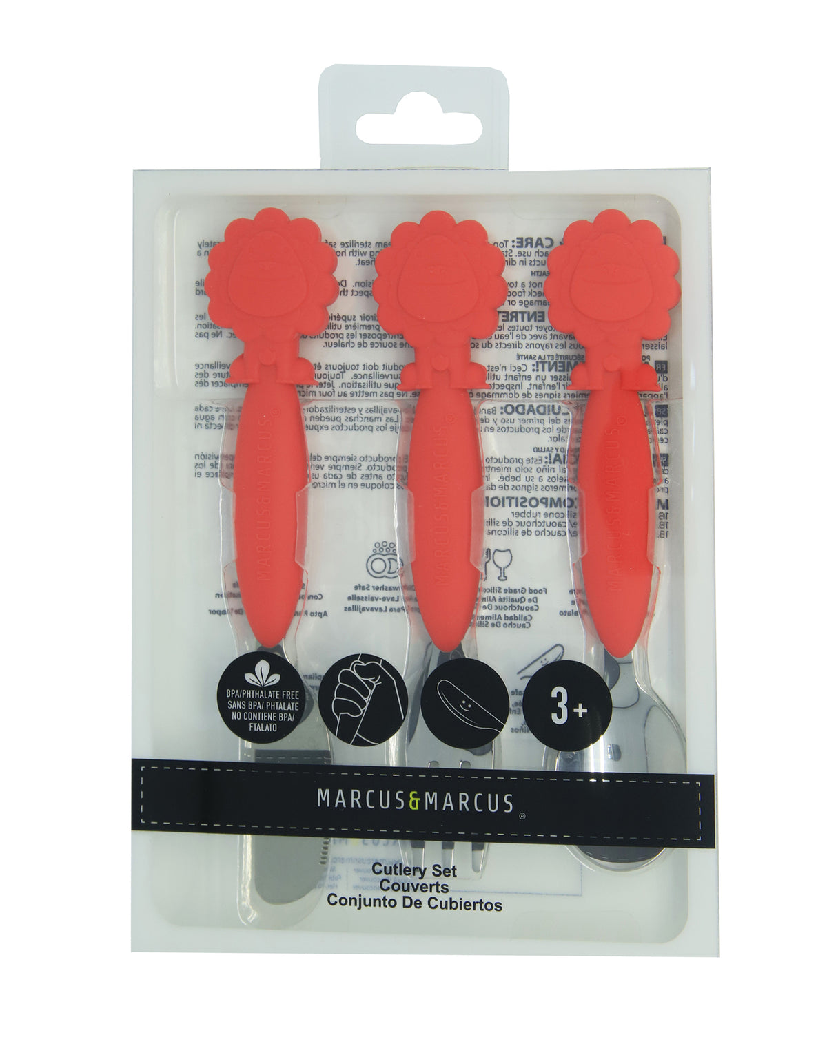 Kit Com Faca. Garfo E Colher Com Inox 3 Pcs Leão Marcus Leão Marcus - Vermelho