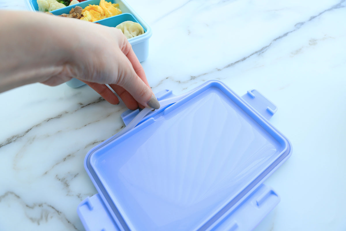 Bento Box Com 2 Divisórias Em Silicone Removíveis 700Ml Sealife - Azul