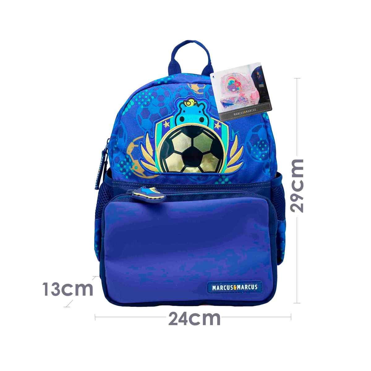 Mochila Escolar 2 em 1 (Bolso Frontal Removível) Futebol - Azul