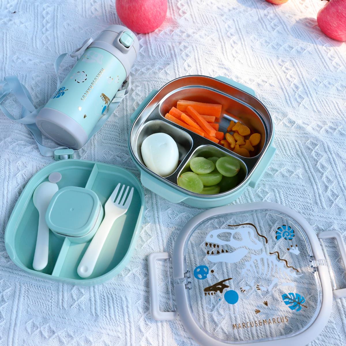 Lancheira Bento Box Com 6 Divisórias E Alça Dinossauro - Verde