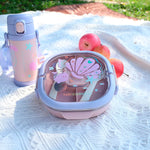 Lancheira Bento Box Com 6 Divisórias E Alça Fundo Do Mar - Rosa