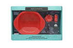 Kit Com Tigela Com Sucção E Primeiro Garfo E Colher Em Inox E Silicone Leão Marcus - Vermelho