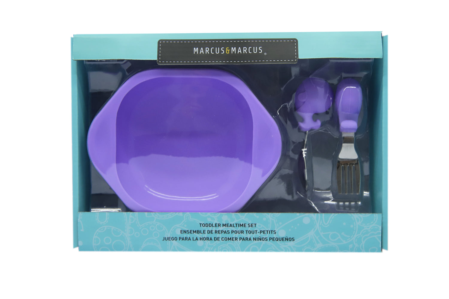 Kit Com Tigela Com Sucção E Primeiro Garfo E Colher Em Inox E Silicone Baleia Willo - Lilás