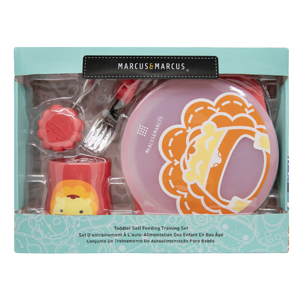 Kit de Alimentação com Copo Anatômico Leão Marcus - Vermelho