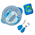 Kit De Alimentação Com Copo Anatômico Hipopótamo Lucas - Azul