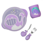 Kit De Alimentação Com Copo Anatômico Baleia Willo - Lilás