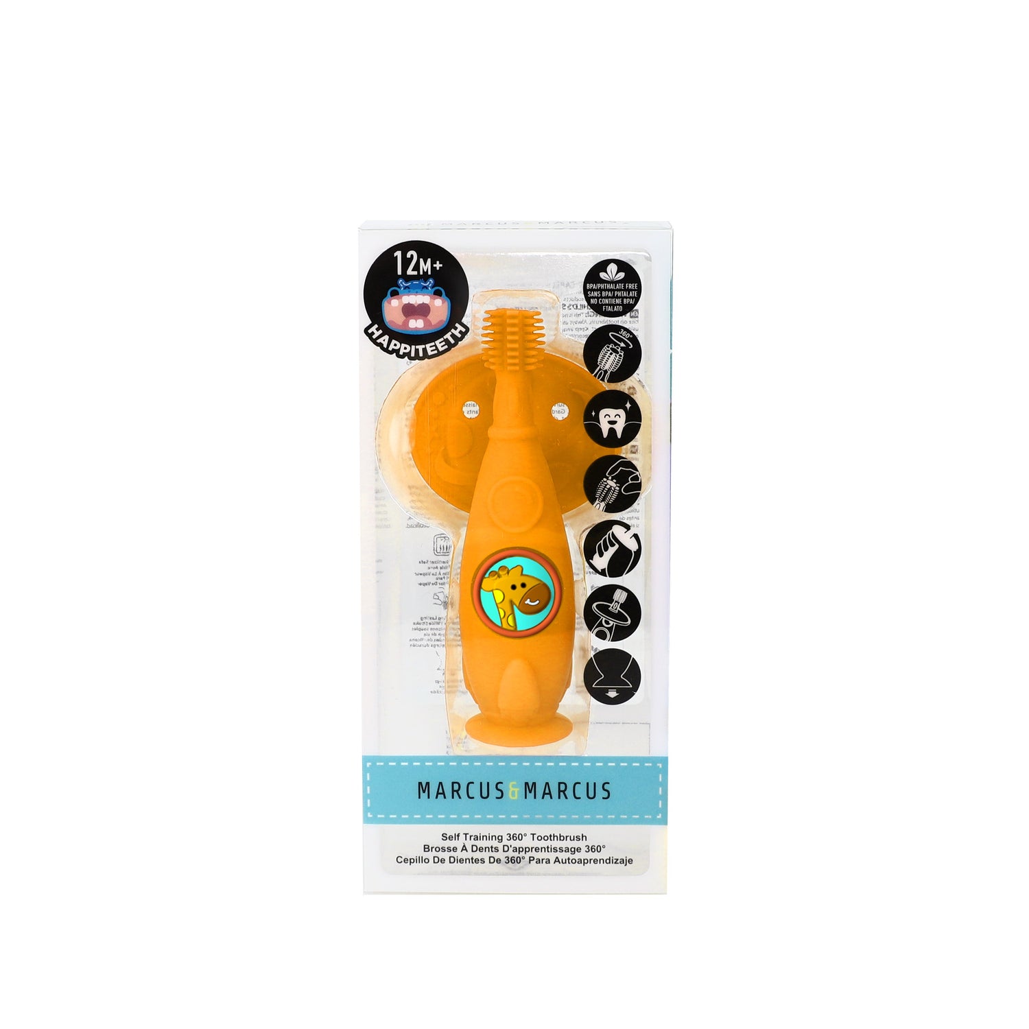 Escova Massageadora com Disco Protetor em Silicone Girafa Lola - Amarelo
