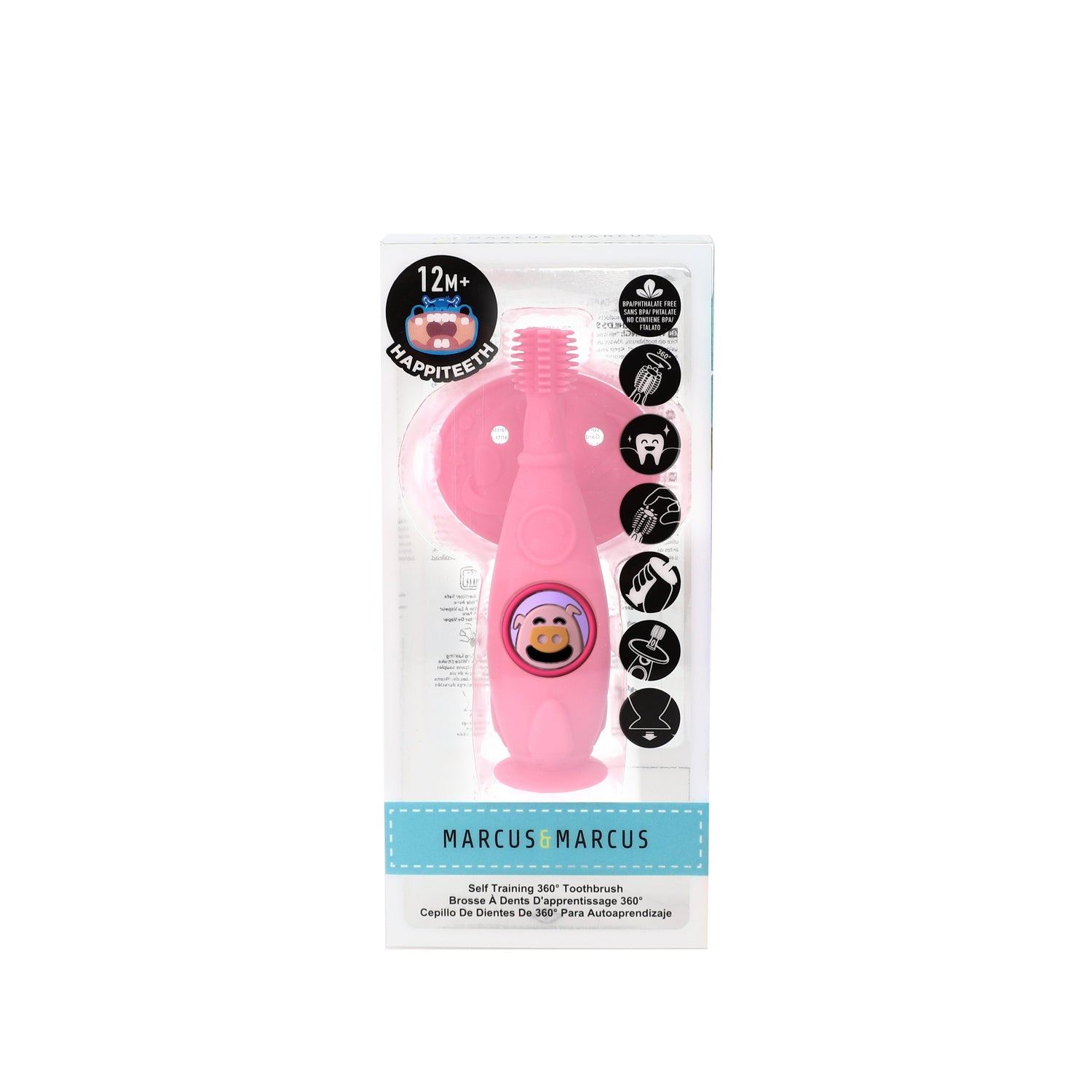 Escova Massageadora com Disco Protetor em Silicone Porquinha Pokey - Rosa