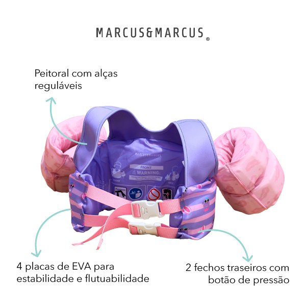 Boia de Braço Infantil com Colete Baleia Willo - Lilás e Rosa Único