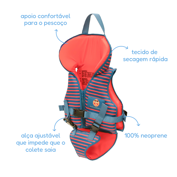Colete Flutuador Infantil com Apoio para Pescoço Leão Marcus - Vermelho e Azul Único