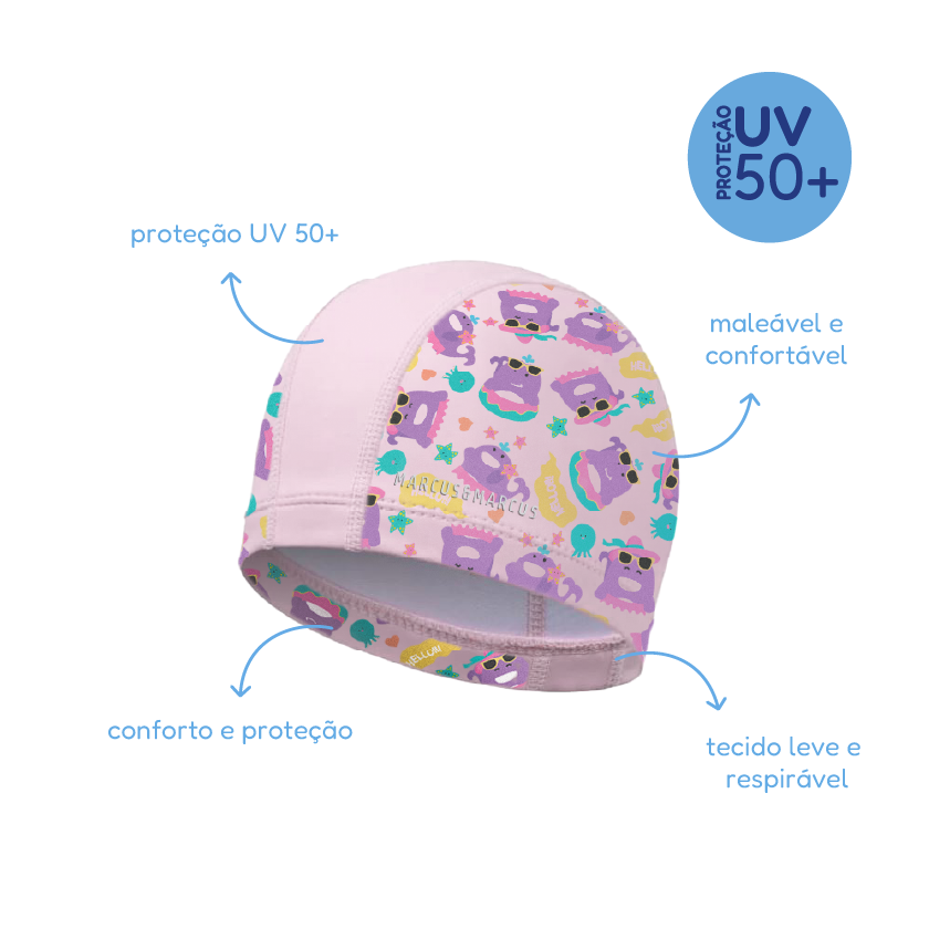 Touca de Natação Infantil em Tecido UV 50 PP Baleia Willo