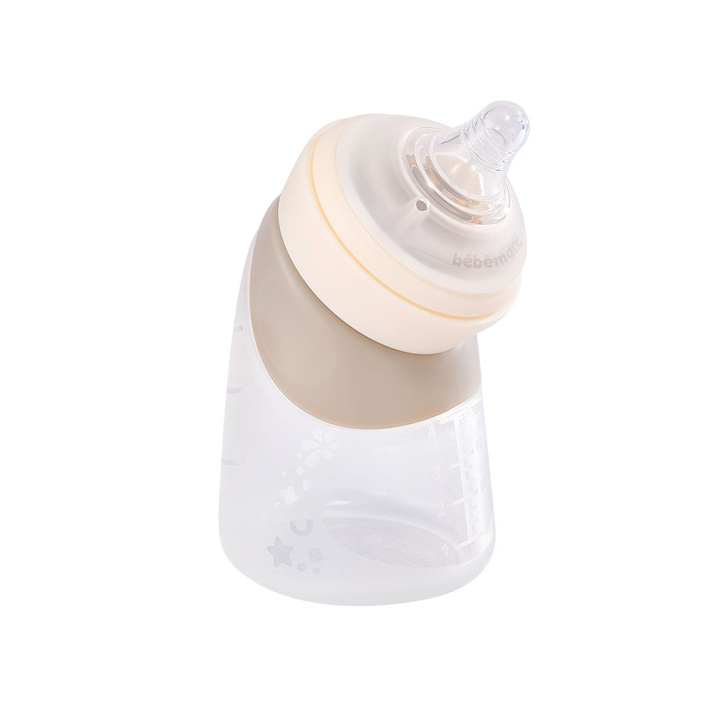Mamadeira Angulada em Silicone 120 ml - Creme