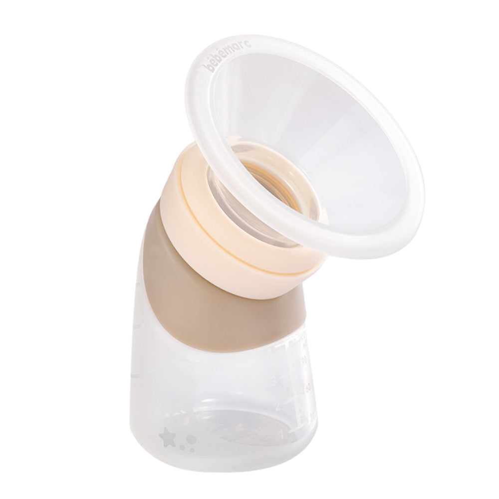 Bomba Coletora E Mamadeira Angulada Em Silicone 120Ml Creme