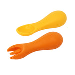 KIT COLHER E GARFO PARA TREINAMENTO EM SILICONE GIRAFA LOLA - AMARELO