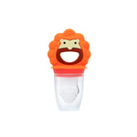 ALIMENTADOR EM SILICONE 3 EM 1 PORTA-FRUTA (MORDEDOR. ALIMENTADOR E FORMINHA PARA SORVETE) LEÃO MARCUS - VERMELHO