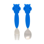 JOGO DE COLHER E GARFO COM INOX HIPOPÓTAMO LUCAS - AZUL