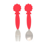 JOGO DE COLHER E GARFO COM INOX LEÃO MARCUS - VERMELHO