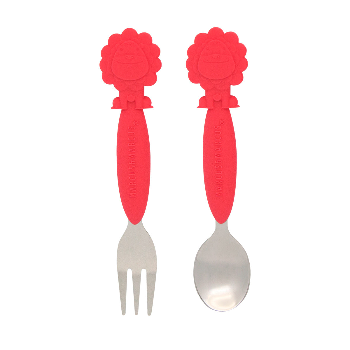 JOGO DE COLHER E GARFO COM INOX LEÃO MARCUS - VERMELHO