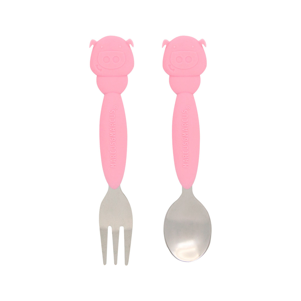 JOGO DE COLHER E GARFO COM INOX PORQUINHA POKEY - ROSA