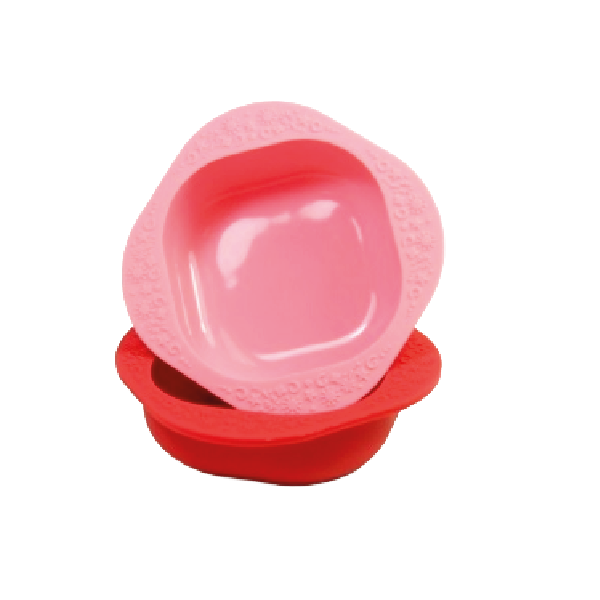 KIT COM 2 TIGELA EM SILICONE 200ML VERMELHO E ROSA